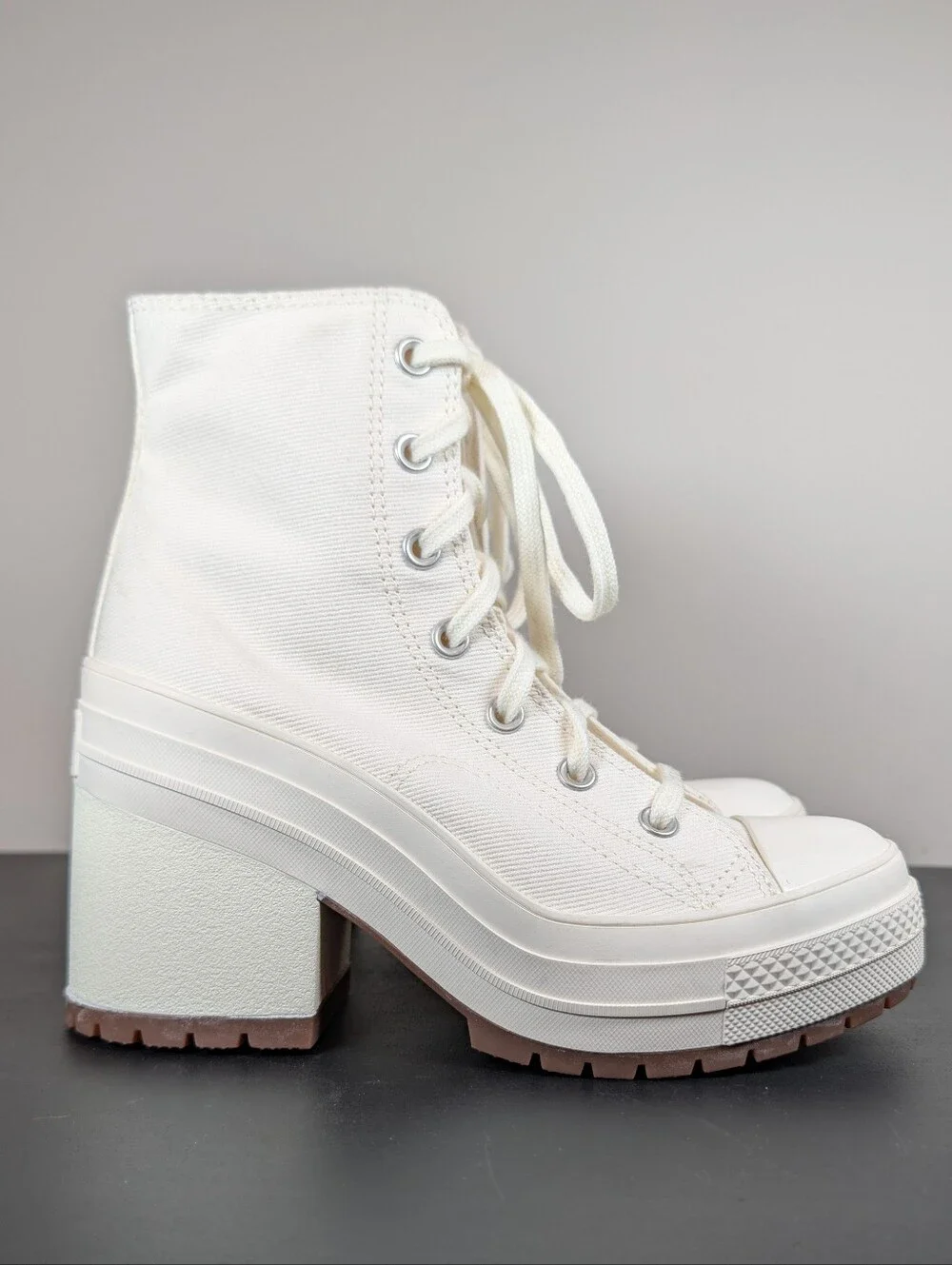Converse Chuck 70 De Luxe Heel High Top Platform Sneakers Egret White Womens 7.5